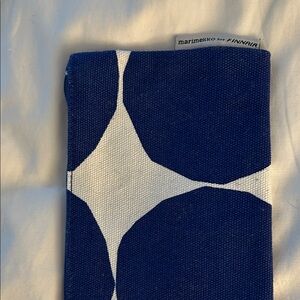 Marimekko Navy and White Geometric Pouch